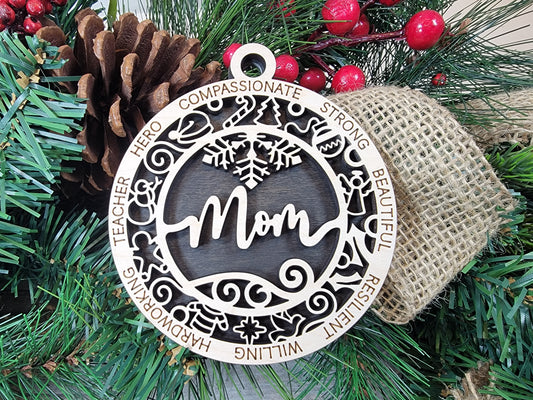 Personalized Engraved Wooden Word Ornament