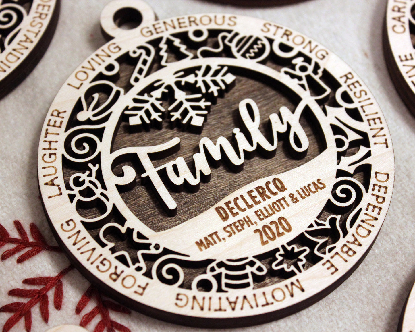 Personalized Engraved Wooden Word Ornament