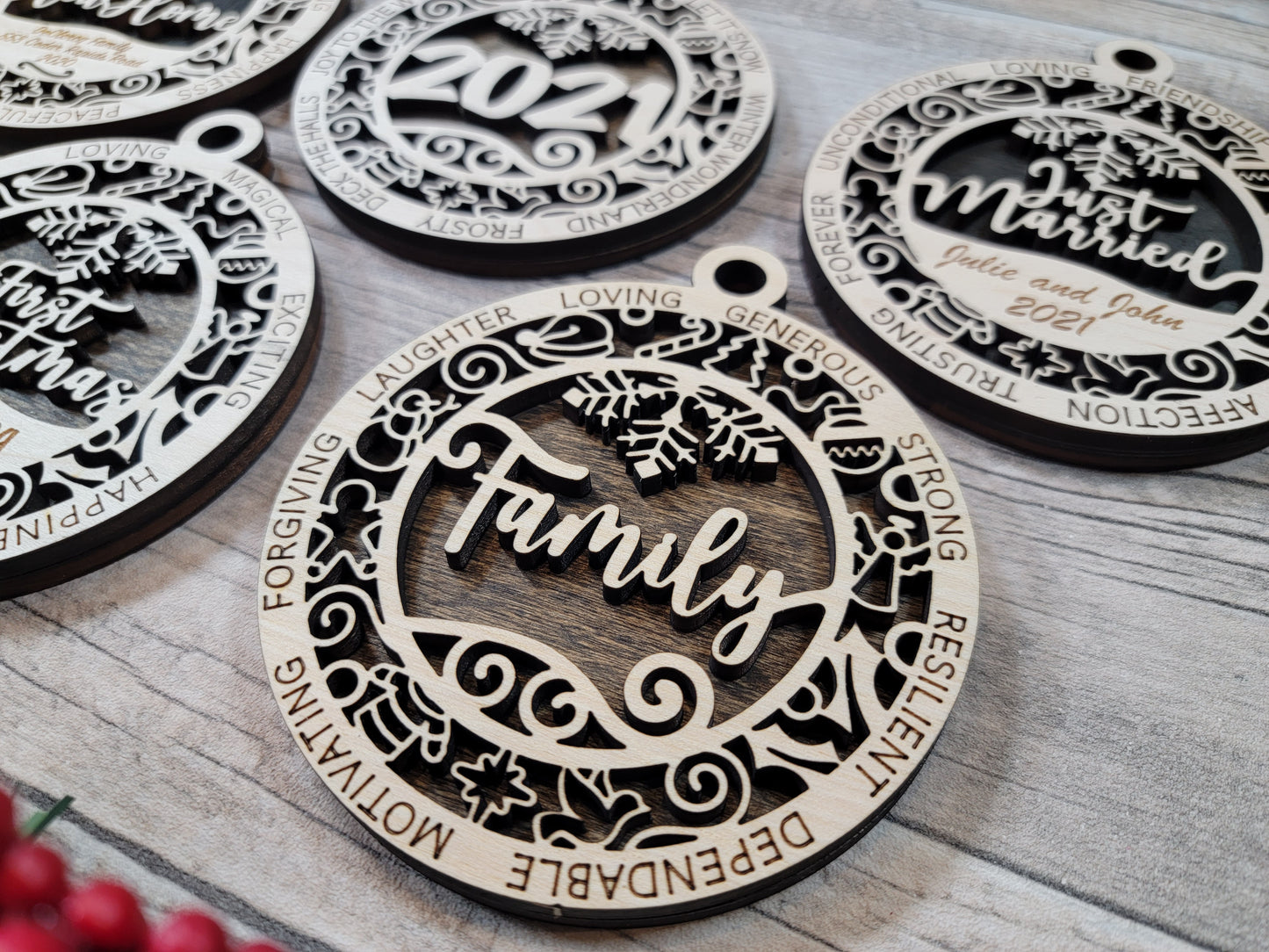 Personalized Engraved Wooden Word Ornament