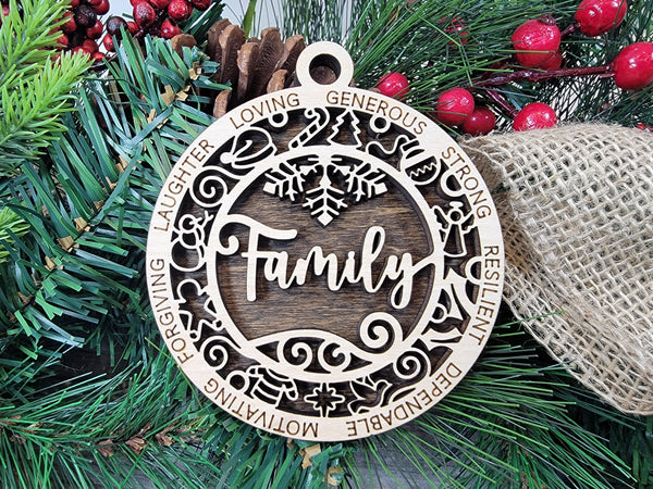 Personalized Engraved Wooden Word Ornament